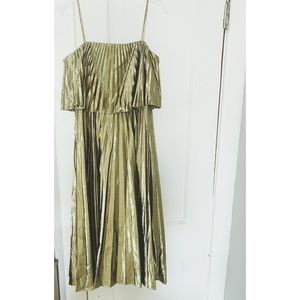 J. Crew Metallic Pleated Midi Dress